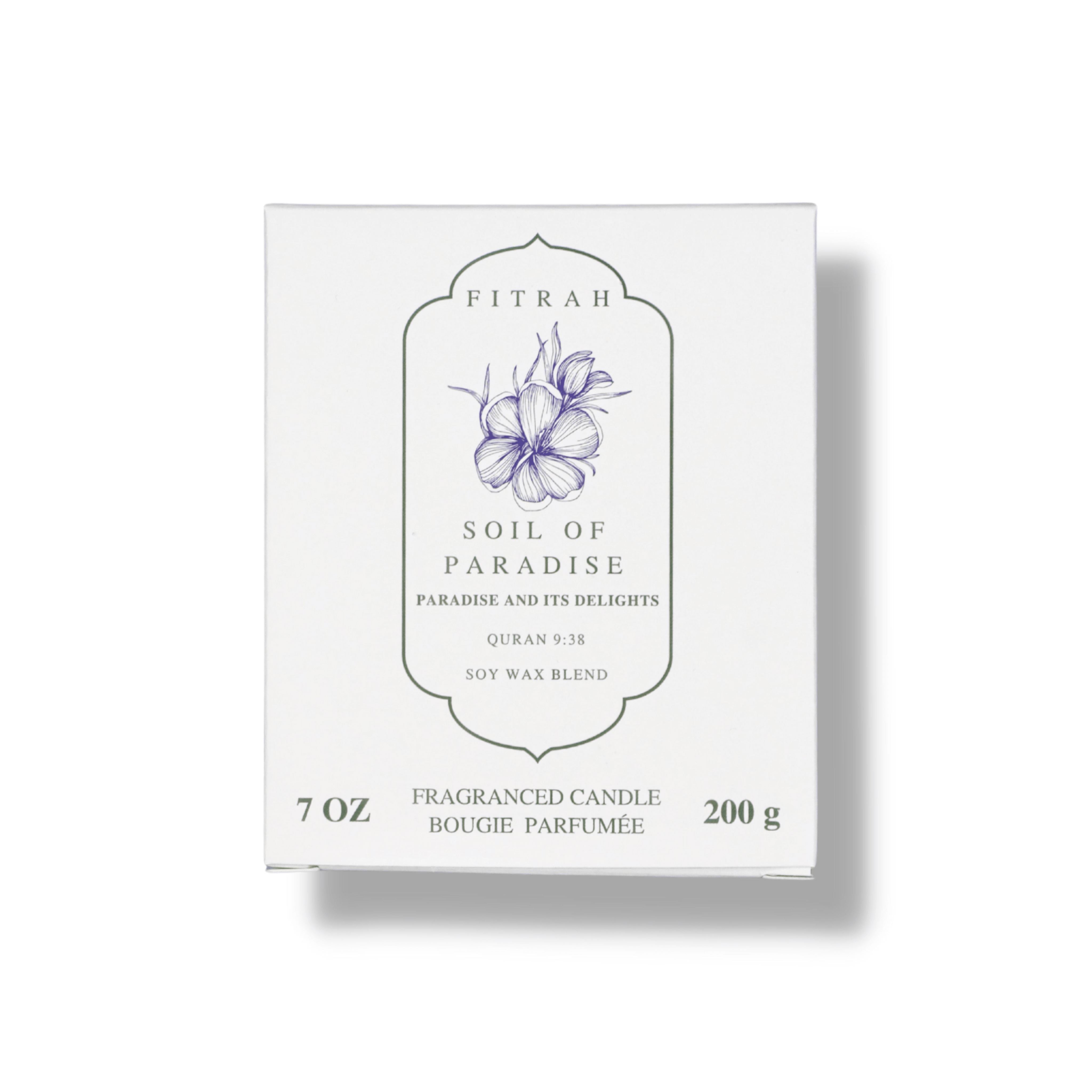 front view of soil of paradise candle box from paradise and its delights collection